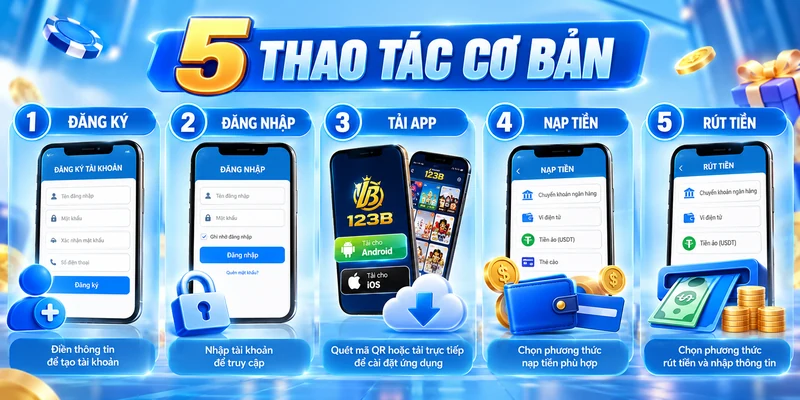 5 bước thao tác cơ bản để trải nghiệm 123b